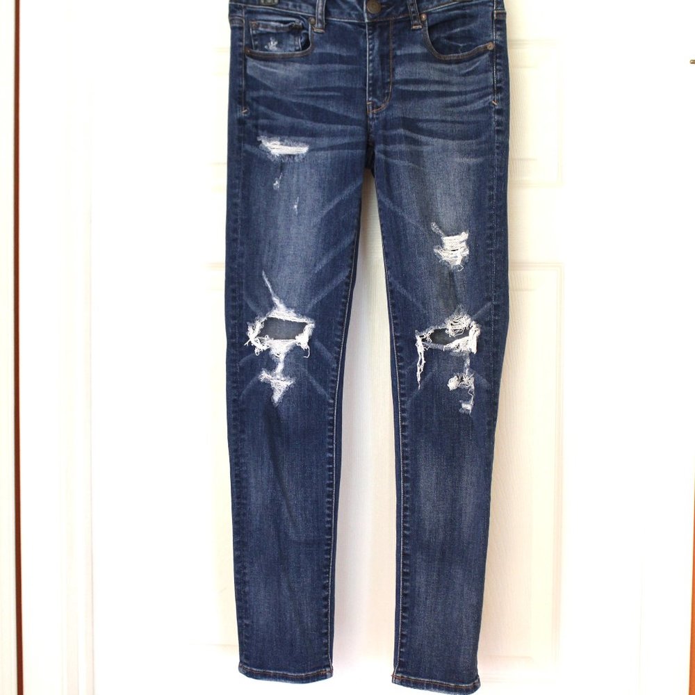 American Eagle Super Stretch X Skinny Distressed Ripped Jeans Size 6